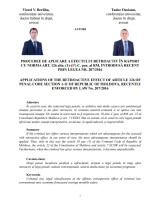 Procedee de aplicare a efectului retroactiv în raport cu norma art.126 alin.(1)-(11) CP al RM, introdusă recent prin legea nr. 207/2016